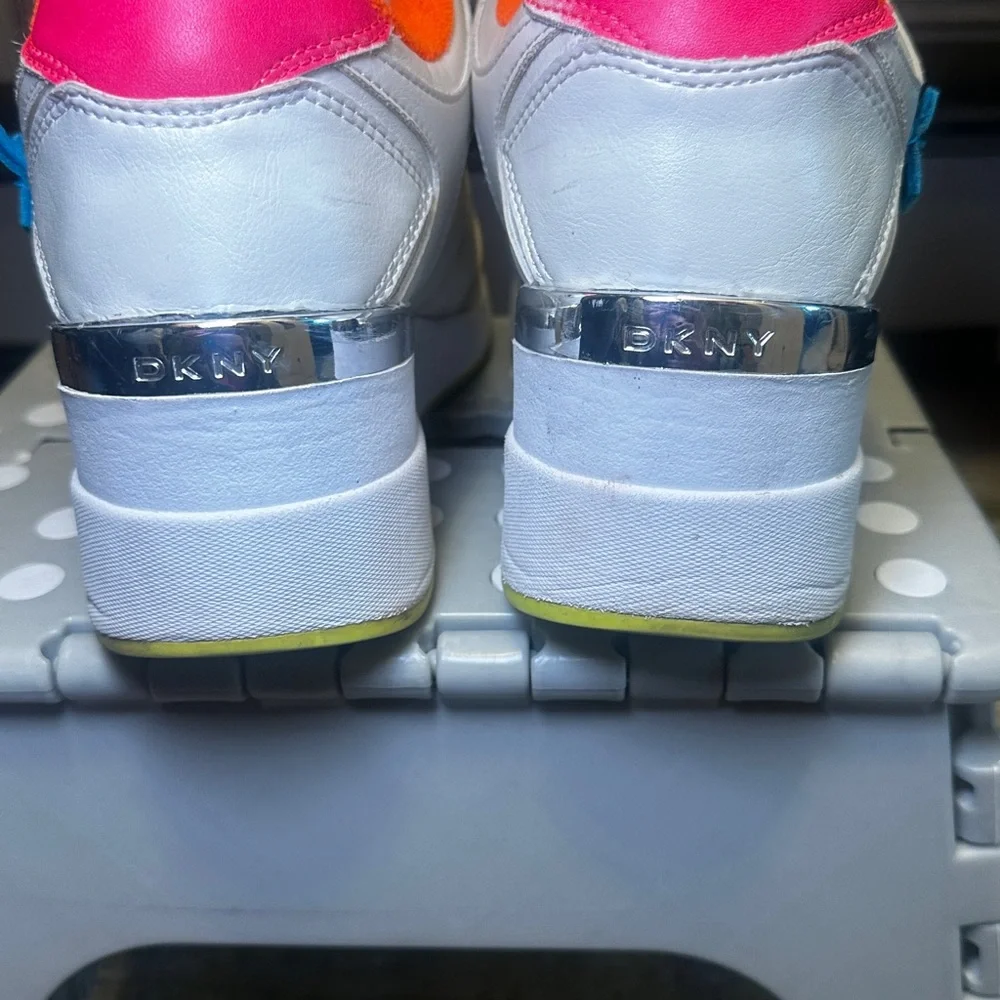 DKNY White Sneakers with Blue and Pink Accents - Picture 3 of 5